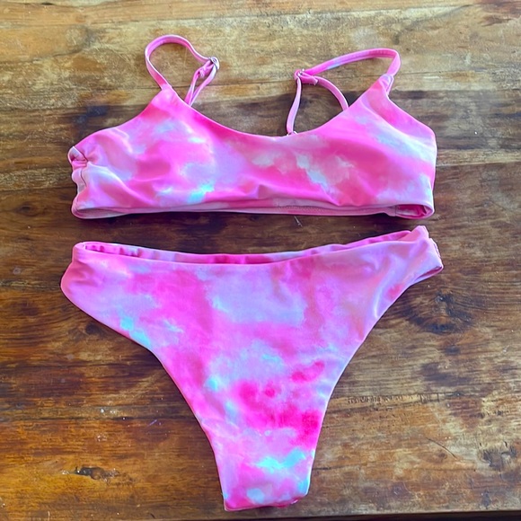 (3for$15)Small pink tie dye 2piece - - Picture 1 of 5